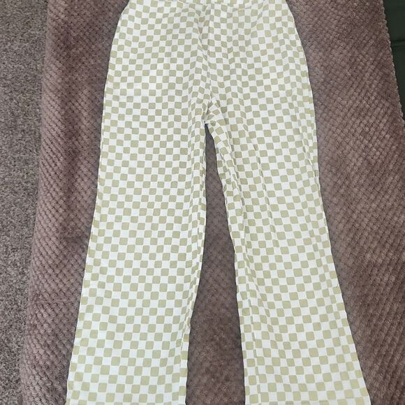 Mod Ref Green and White Checkered Straight Leg Pants - Picture 1 of 7